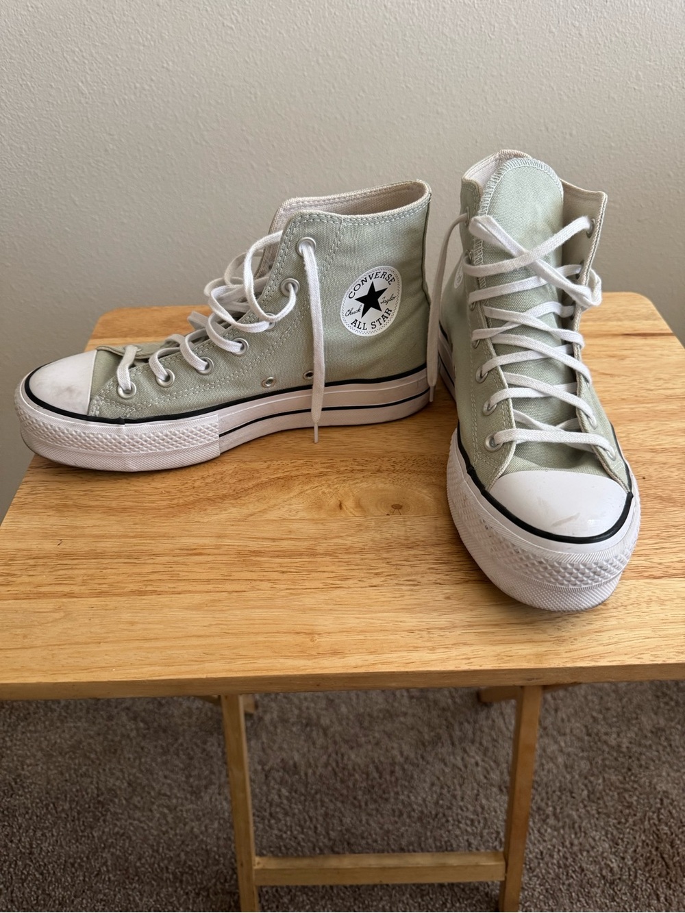Converse High Top Sneakers in Sage Green and White